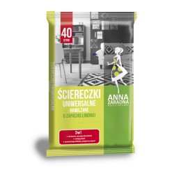 Ściereczki nawilżane ANNA ZARADNA, uniwersalne o zapachu limonki, 40 szt., białe chusteczki