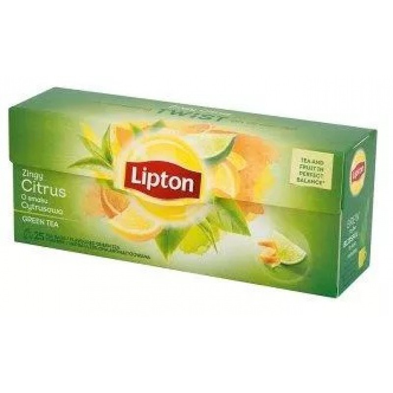 Herbata LIPTON Green Tea, 25 torebek, cytrusowa