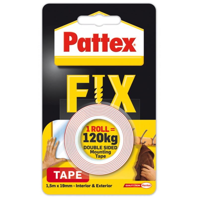 Taśma dwustronna PATTEX FIX, 1,5m x 19mm, 120kg