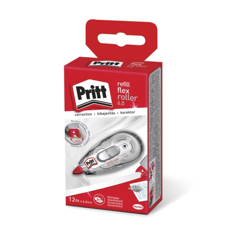 Korektor w taśmie PRITT REFILL FLEX, myszka, 6,0mm x 12m, pudełko, zawieszka