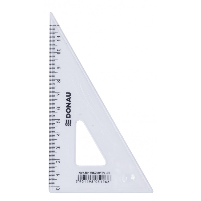 Ekierka DONAU, mała, 12cm, 60°, transparentna