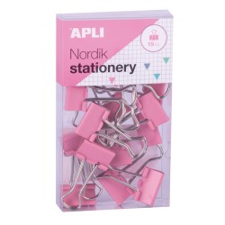 Klipy do dokumentów APLI Nordik, 19 mm, 15 szt., pudełko z zawieszką, mix kolorów pastel