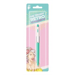 Długopis automatyczny ICO Retro 70'C, Pastel, blister, wkład niebieski, mix kolorów