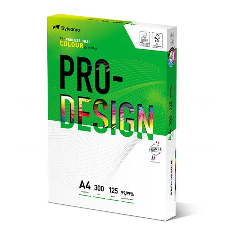 Papier ksero PRO-DESIGN FSC, satynowany, klasa A++, A4, 168CIE, 300gsm, 125 ark.