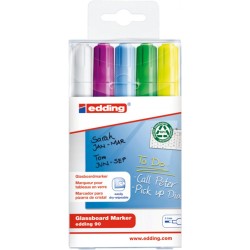 Marker do tablic szklanych e-90/5 EDDING, 2-3mm, 5 szt., zawieszka, mix kolorów