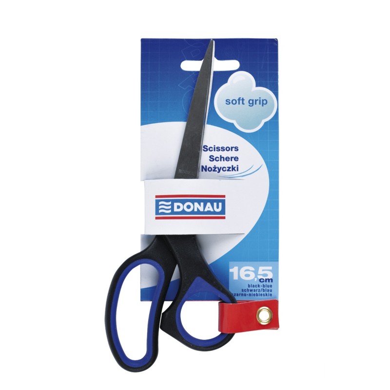 Nożyczki biurowe DONAU Soft Grip, 16,5cm, niebieskie
