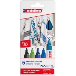 Marker tekstylny e-4500/5 S EDDING, 2-3mm, 5 sztuk, cool colours