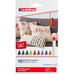 Pisak tekstylny e-4600/10 S EDDING, 1mm, 10 szt., pudełko, mix kolorów