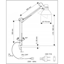 Lampka energooszczędna na biurko MAULstudy, bez żarówki, mocowana zaciskiem, czarna