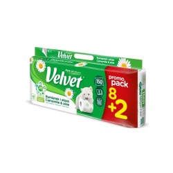 Papier Toaletowy celulozowy VELVET Rumianek i Aloes, 3-warstwowy, 8+2szt., biały