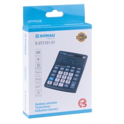 Kalkulator biurowy DONAU TECH OFFICE, 10-cyfr. wyświetlacz, wym. 137x101x30mm, czarny