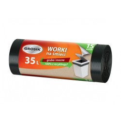 Worki na śmieci GROSIK, LDPE, 35l, 15 szt., czarne