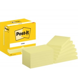 Bloczek samoprzylepny POST-IT, 76x127mm, 12x100 kart., żółty