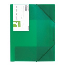 Teczka z gumką Q-CONNECT, PP, A4, 400mikr., 3-skrz., transparentna zielona