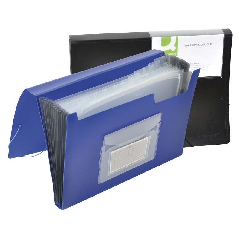 Teczka harm. z gumką Q-CONNECT, PP, A4, 12-przegr., czarna