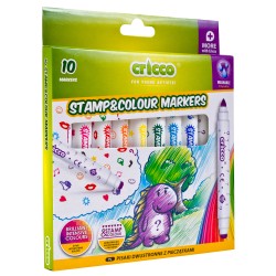 Pisaki dwustronne z piecztkami 10 kolorw - CRICCO                                                                     