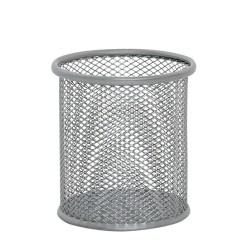 Pojemnik na długopisy Q-CONNECT Office Set, metalowy, srebrny