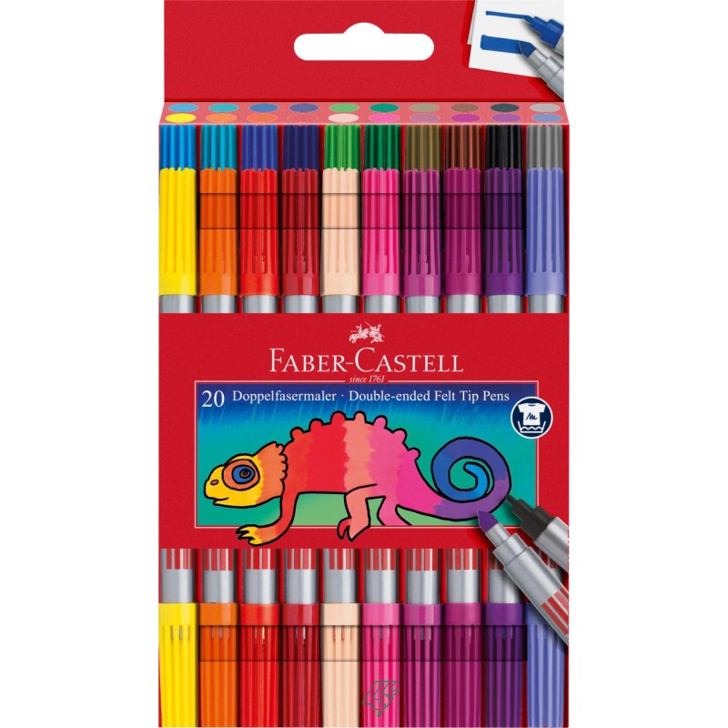 FLAMASTRY DWUSTRONNE ETUI 20 KOL. FABER-CASTELL                                                                         