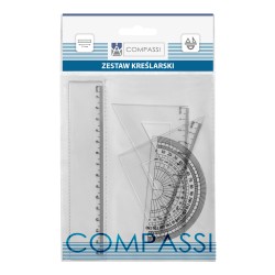 ZESTAW GEOMETRYCZNY COMPASSI 4-ELEM. Z LINIJK 15cm W ETUI                                                              