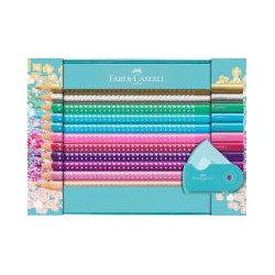 KREDKI OWKOWE SPARKLE+AKCESORIA ZESTAW W METALOWYM OPAKOWANIU UPOMINKOWYM FABER-CASTELL                               