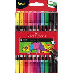 FLAMASTRY DWUSTRONNE ETUI 10 KOL. NEON FABER-CASTELL                                                                    