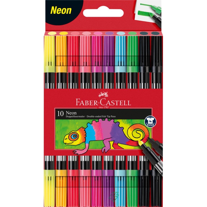 FLAMASTRY DWUSTRONNE ETUI 10 KOL. NEON FABER-CASTELL                                                                    