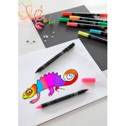 FLAMASTRY DWUSTRONNE ETUI 10 KOL. NEON FABER-CASTELL                                                                    