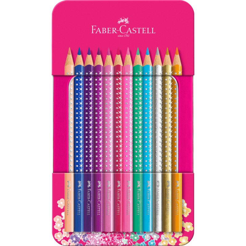 KREDKI OWKOWE SPARKLE 12 KOL.OPAKOWANIE METALOWE FABER-CASTELL                                                        