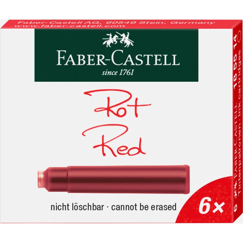 NABOJE ATRAMENTOWE KRTKIE CZERWONE 6 SZT. KARTONIK FABER-CASTELL                                                       