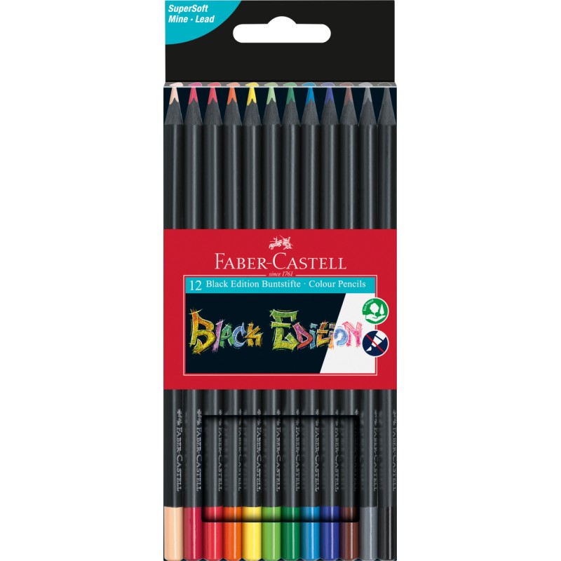 KREDKI TRJKTNE BLACK EDITION 12 KOL. FABER-CASTELL                                                                    