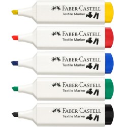 MARKERY DO TKANIN ZESTAW PODSTAWOWY 5 SZT. BLISTER FABER-CASTELL                                                        