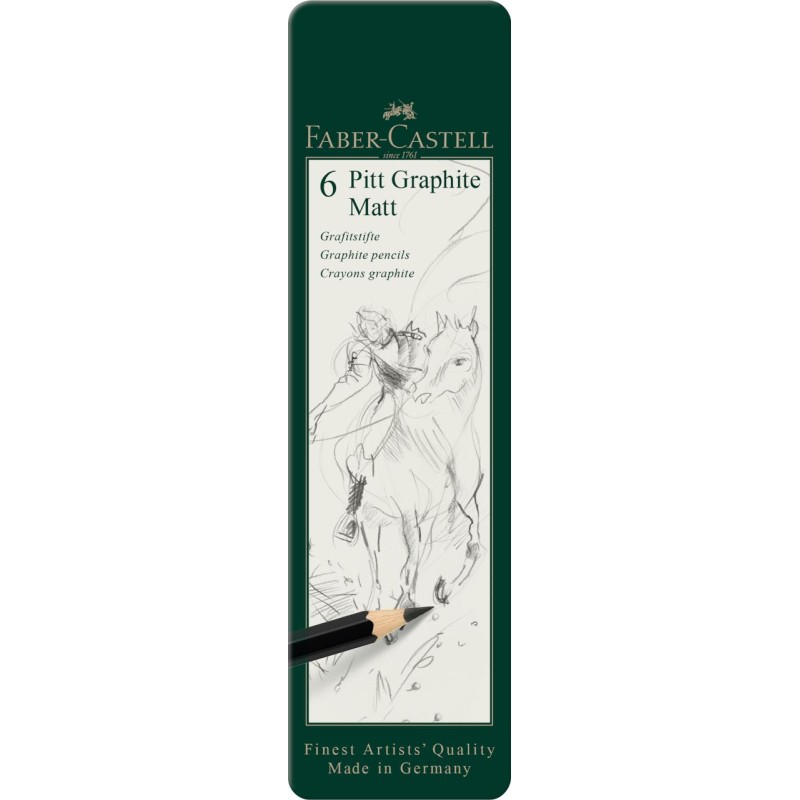 OWEK ARTYSTYCZNY PITT GRAPHITE MATT 6 SZT. OPAKOWANIE METALOWE FABER-CASTELL                                          