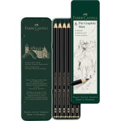OWEK ARTYSTYCZNY PITT GRAPHITE MATT 6 SZT. OPAKOWANIE METALOWE FABER-CASTELL                                          