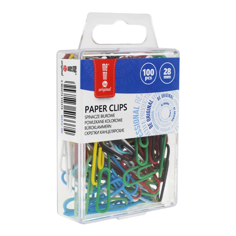 Spinacze powlekane kolorowe 28 mm MemoBe 100 szt. kasetka                                                               