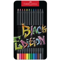 KREDKI TRJKTNE BLACK EDITION 12 KOL.OPAKOWANIE METALOWE FABER-CASTELL                                                 