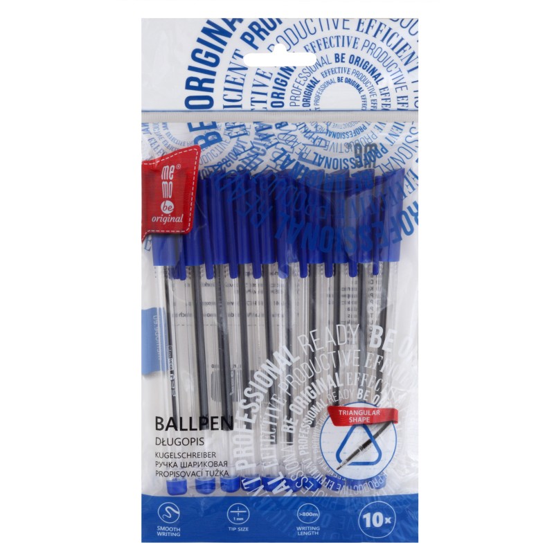 Dugopis biurowy przezroczysty 1 mm MemoBe niebieski 10 szt. etui                                                       