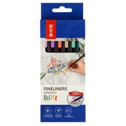 Cienkopisy pastelowe MemoBe 0,4mm, 6 kol. op. kartonowe                                                                 