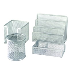 ZESTAW BIURKOWY PROFICE 4-ELEM. SREBRNY                                                                                 