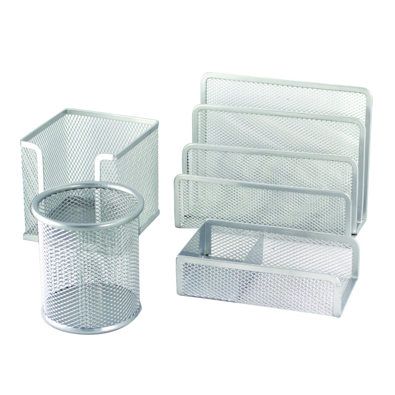 ZESTAW BIURKOWY PROFICE 4-ELEM. SREBRNY                                                                                 