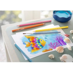 KREDKI AKWARELOWE Z PDZELKIEM 12 KOL. RYBKA OPAKOWANIE KARTONOWE FABER-CASTELL                                         