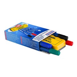 Zestaw 4 markery do tablic DONAU D-Signer B, okrągły, mix kolorów, gąbka gratis