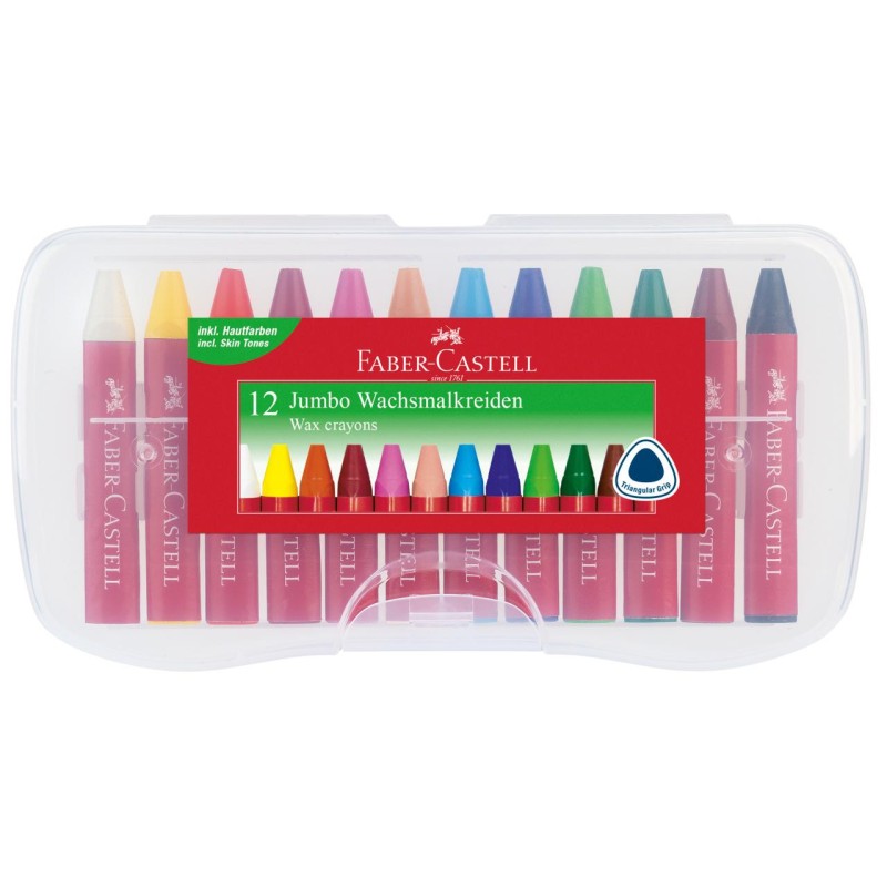 KREDKI WIECOWE JUMBO 12 KOL. KASETKA PLASTIKOWA FABER-CASTELL                                                          