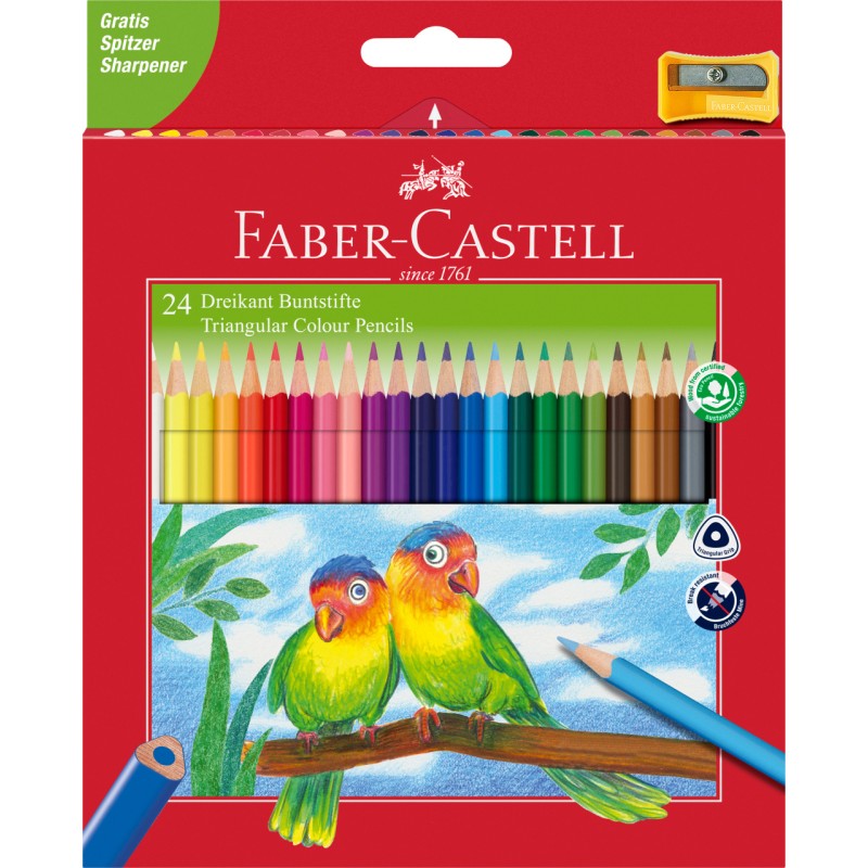 KREDKI ECO COLOUR TRJKTNE 24 KOL. + TEMPERWKA OPAKOWANIE KARTON FABER-CASTELL                                        