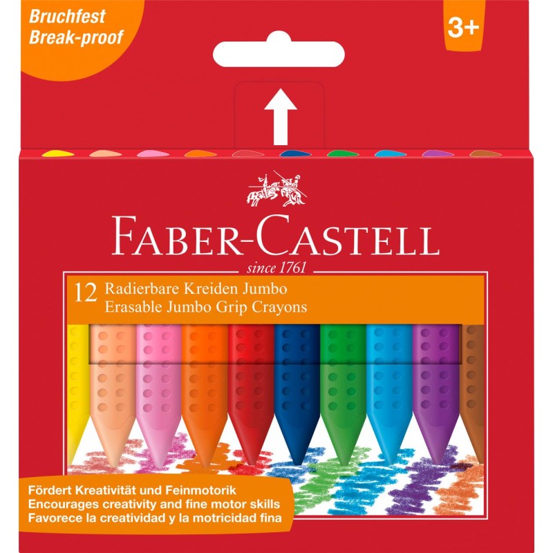 KREDKI GRIP JUMBO TRJKTNE WOSKOWE12 KOL. OPAKOWANIE KARTONOWE FABER-CASTELL                                           