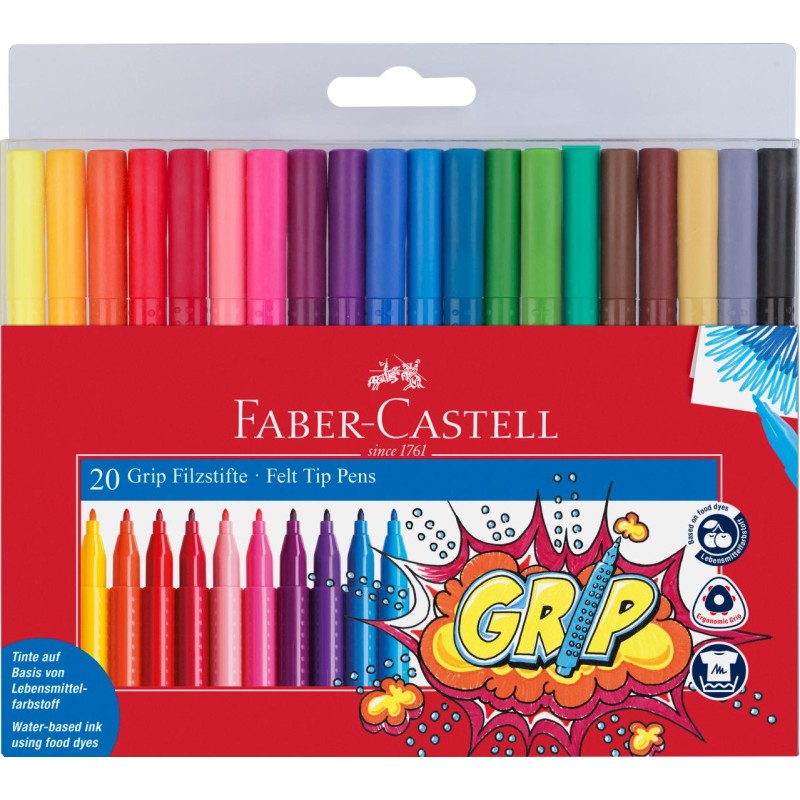 FLAMASTRY GRIP 20 KOL. W ETUI FABER-CASTELL                                                                             