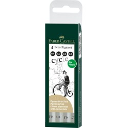 CIENKOPISY ECCO PIGMENT 4 SZT. ETUI (0,1 : 0,3 : 0,5 : 0,7MM ) CZARNE FABER-CASTELL