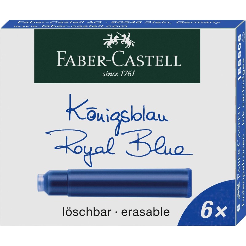 NABOJE ATRAMENTOWE KRTKIE NIEBIESKIE 6 SZT. KARTONIK FABER-CASTELL                                                     