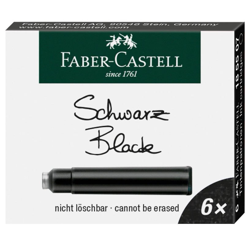 NABOJE ATRAMENTOWE KRTKIE CZARNE 6 SZT. KARTONIK FABER-CASTELL                                                         
