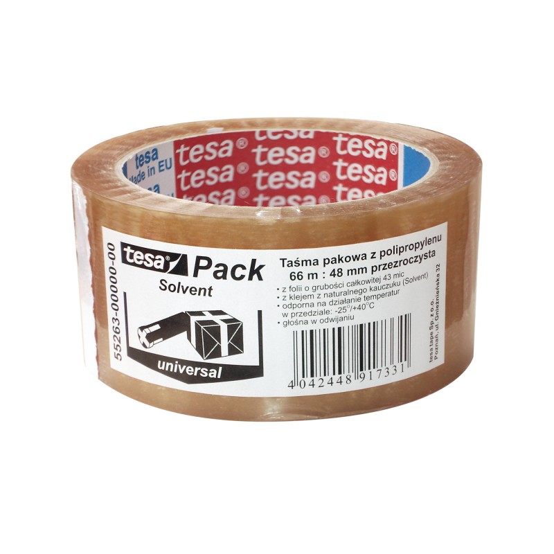 TAŚMA PAKOWA TESAPACK STANDARD SOLVENT 66M X 48MM TRANSPARENT