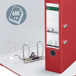 Segregator Leitz A4 z mech. 180°, szer. 80 mm, czerwony